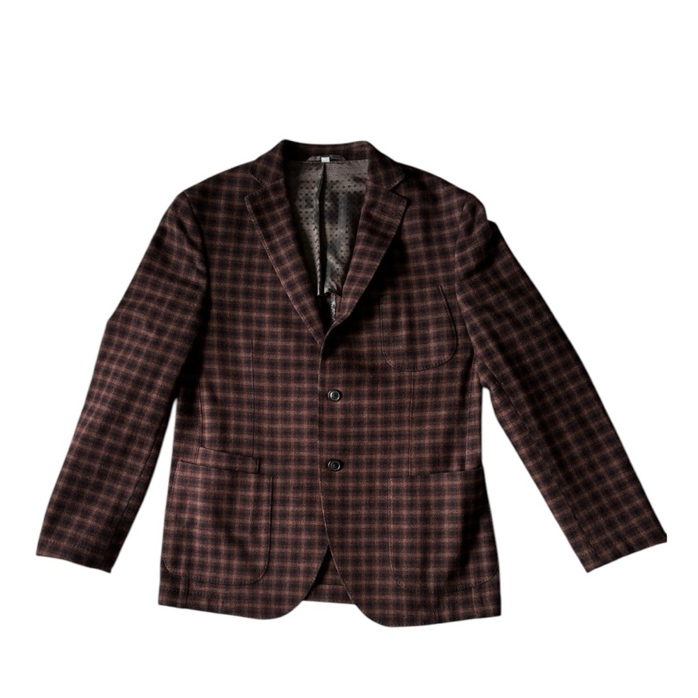 JKT  New York 100% wool men’s 2 button closure plaid blazer coat rn#98302 | 40R